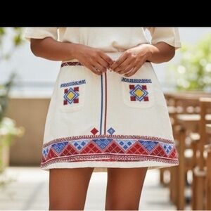 Urban Outfitters Embroidered Mini Skirt | Boho Folk Festival | Size M NWT